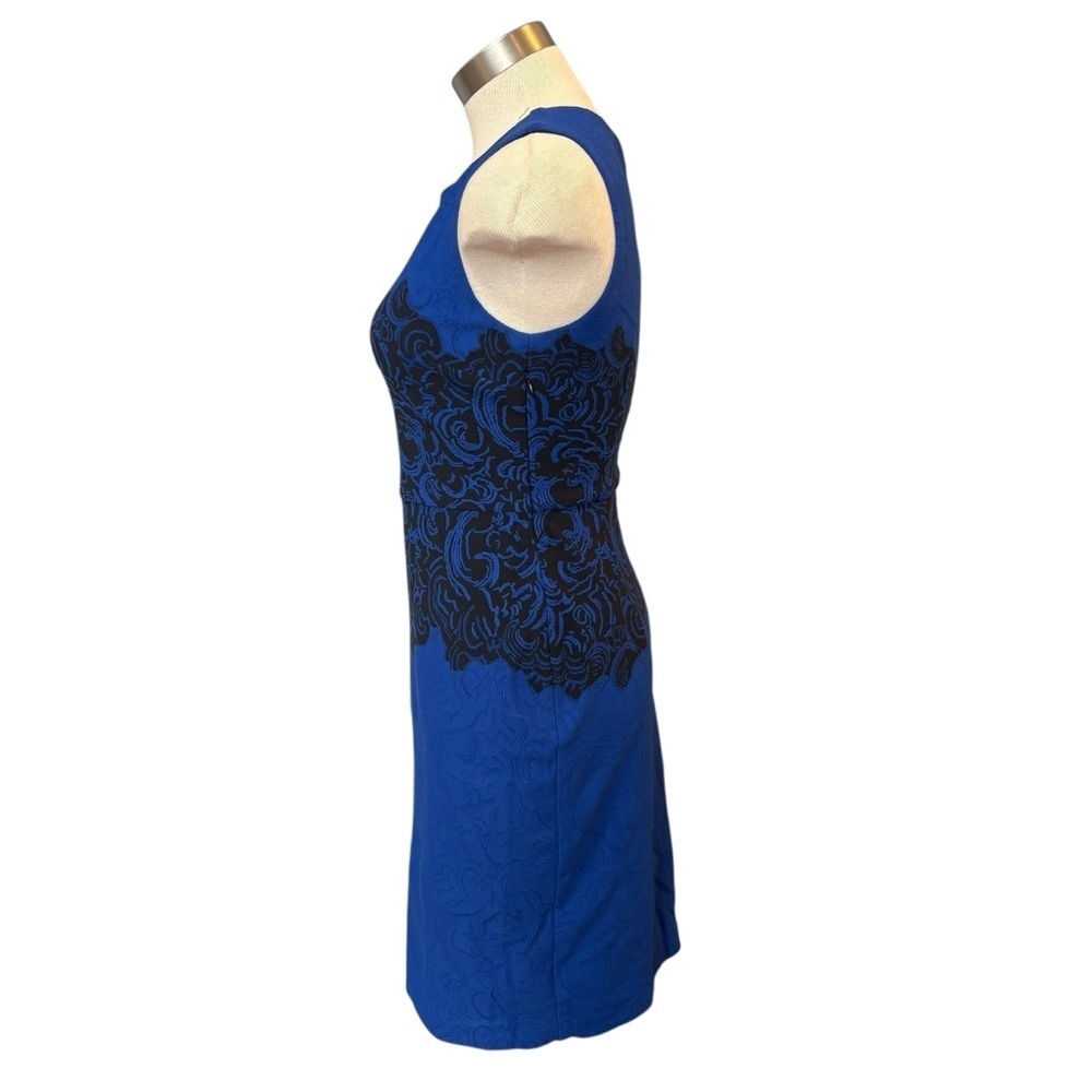 Joseph Ribkoff Dress Bodycon Royal Blue Black Knee Length Stretch Sz. 8 - Picture 7 of 8